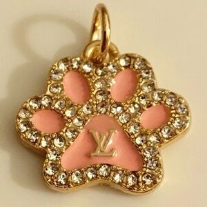 NEW Baby Pink LV Crystal Paw Charm – Gold Tone Pet Lover Pendant